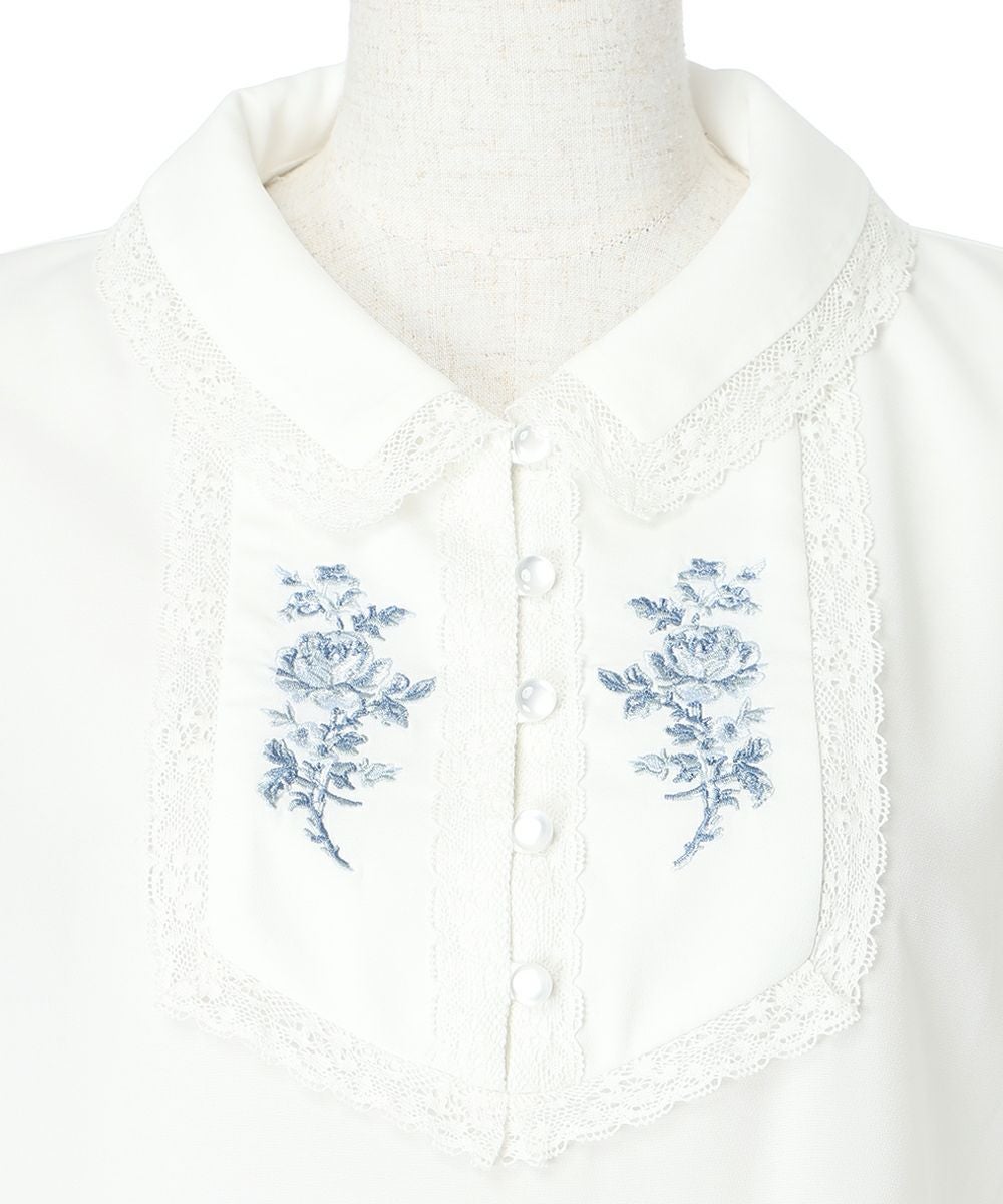 レース使いヨークローズ刺繍ブラウス/an another angelus [57BF02j002