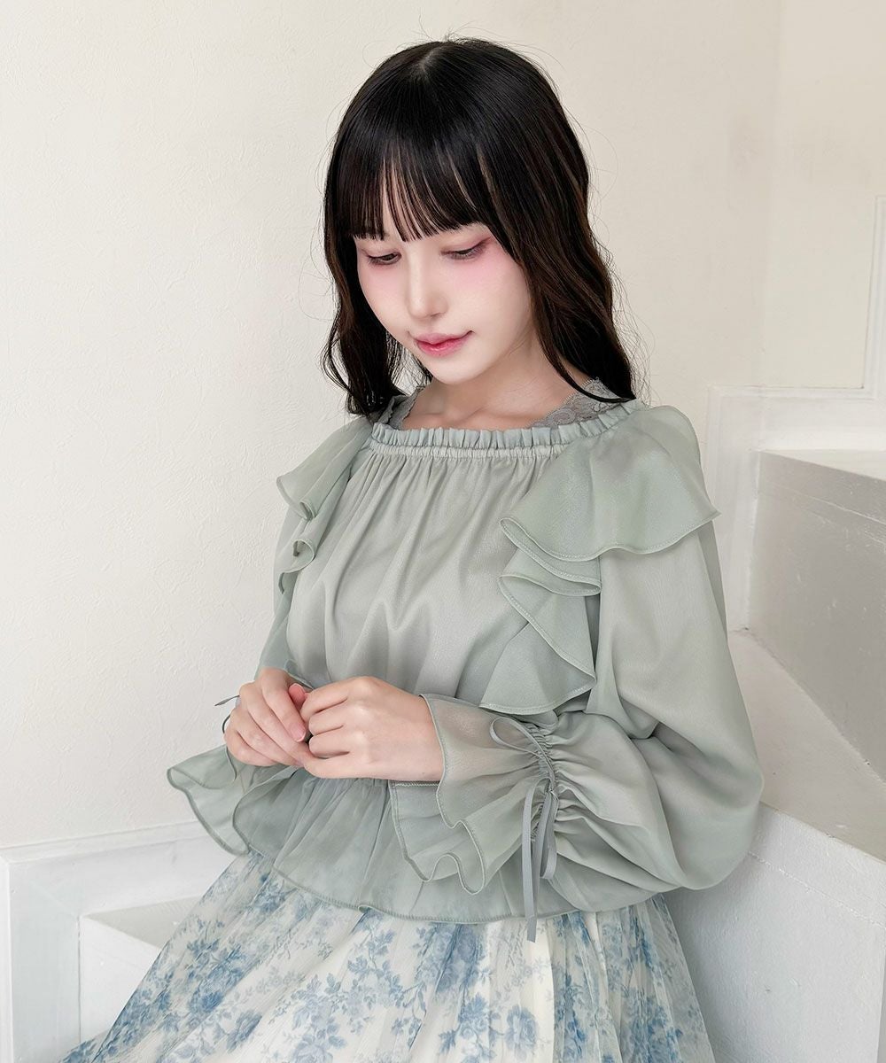 UNLIENS アンリアン　シアーラッフルトップス LIAN（リアン） ブラウス シャツ シアーラッフルブラウス レディース