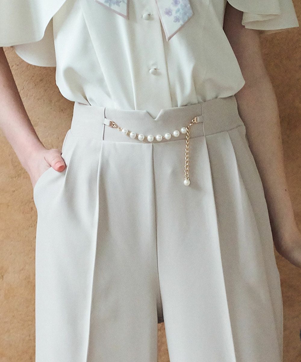 再入荷/サイズ展開】パールチェーンビット使いストレートパンツ/an