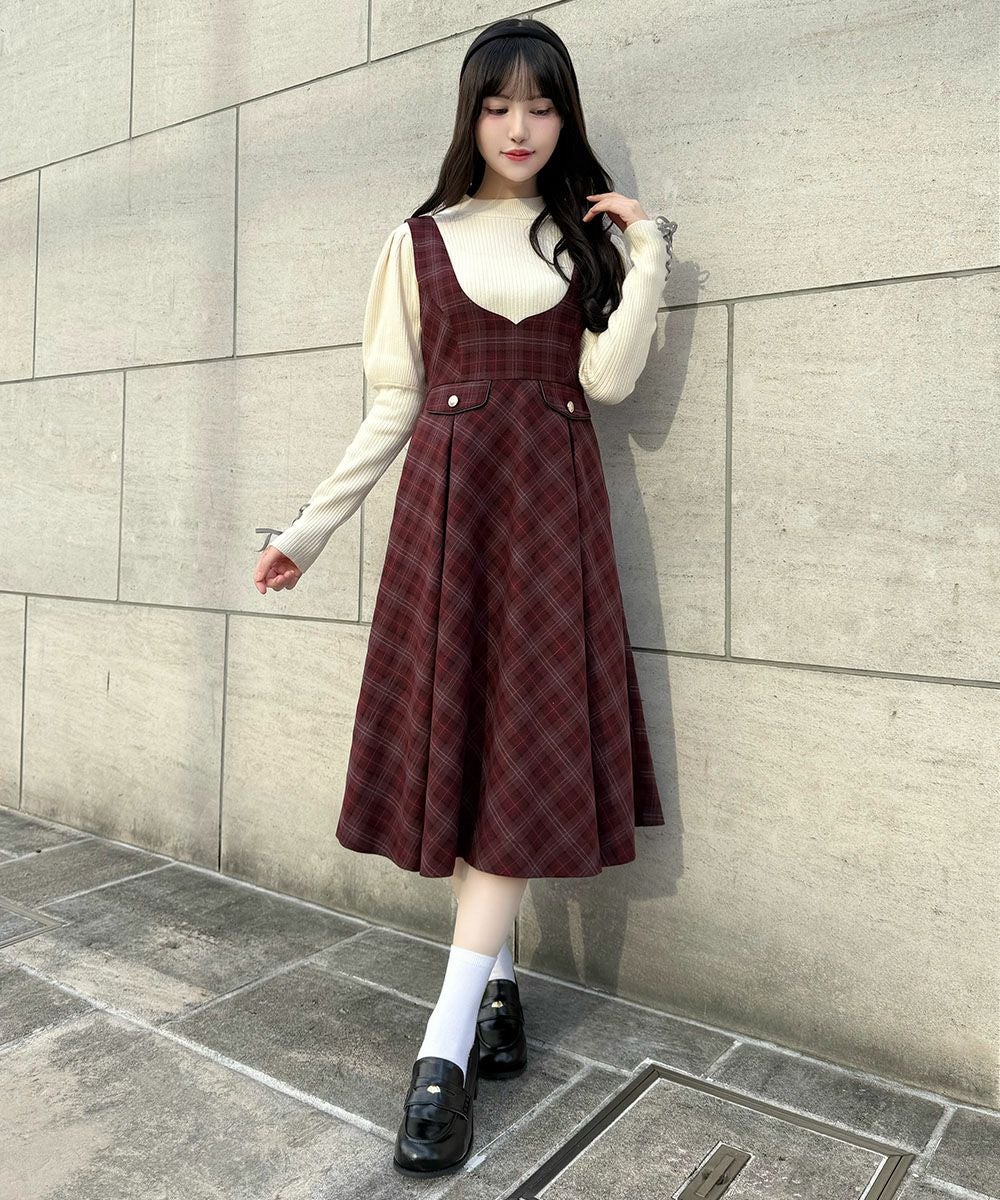 ディープVネックチェックジャンパースカート/F i.n.t [56AE04f019] | F