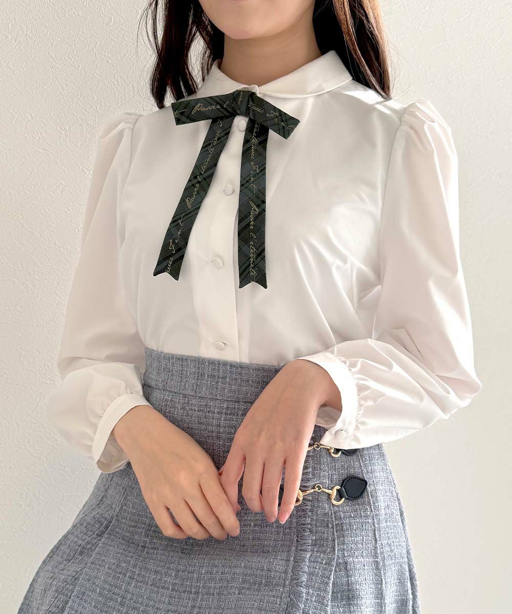 チェックロゴリボンタイ付きブラウス/F i.n.t [56AF02j009] | F i.n.t