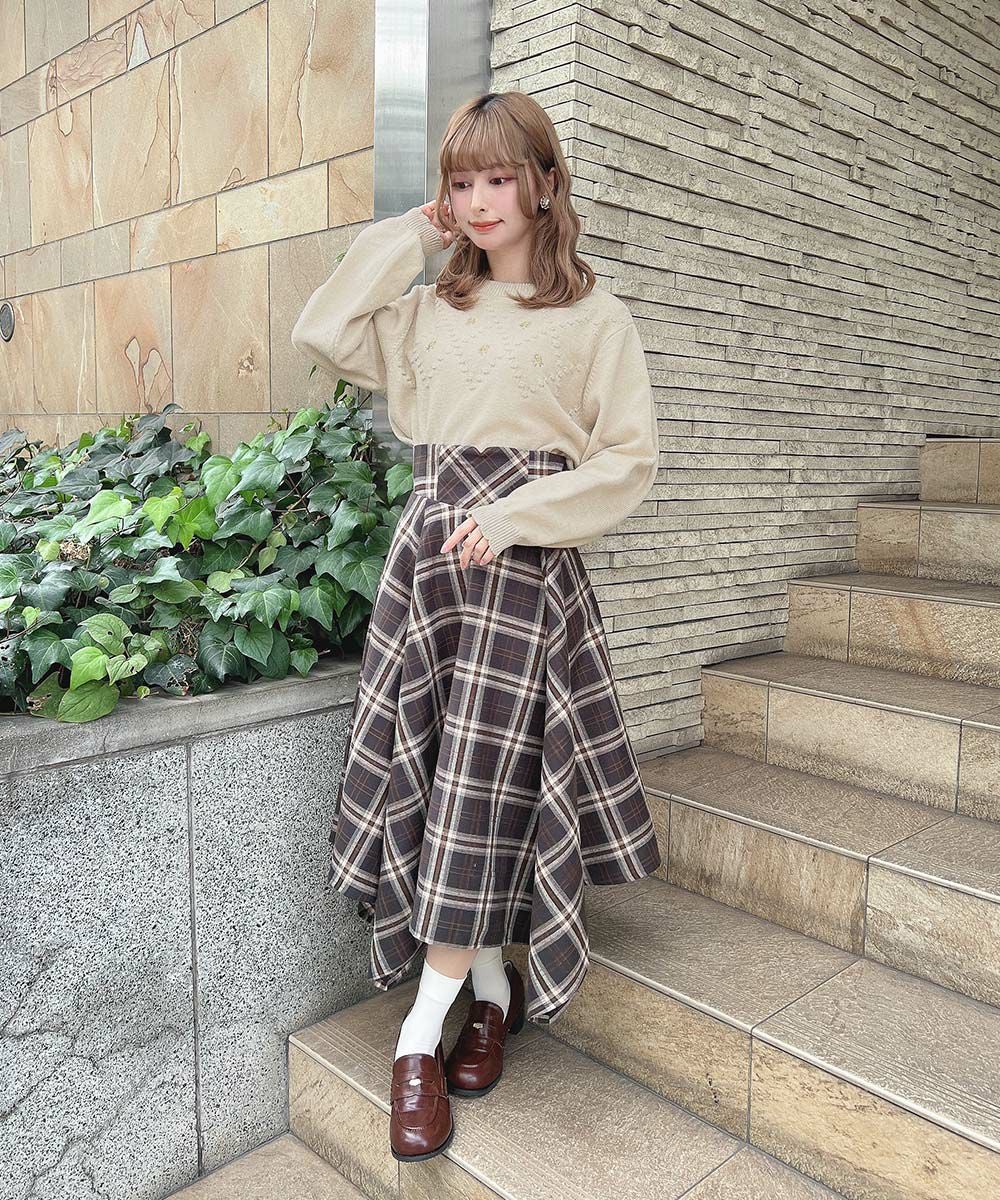 □プチローズ刺繍ニットプルオーバー/F i.n.t [56AJ03j009] | F i.n.t