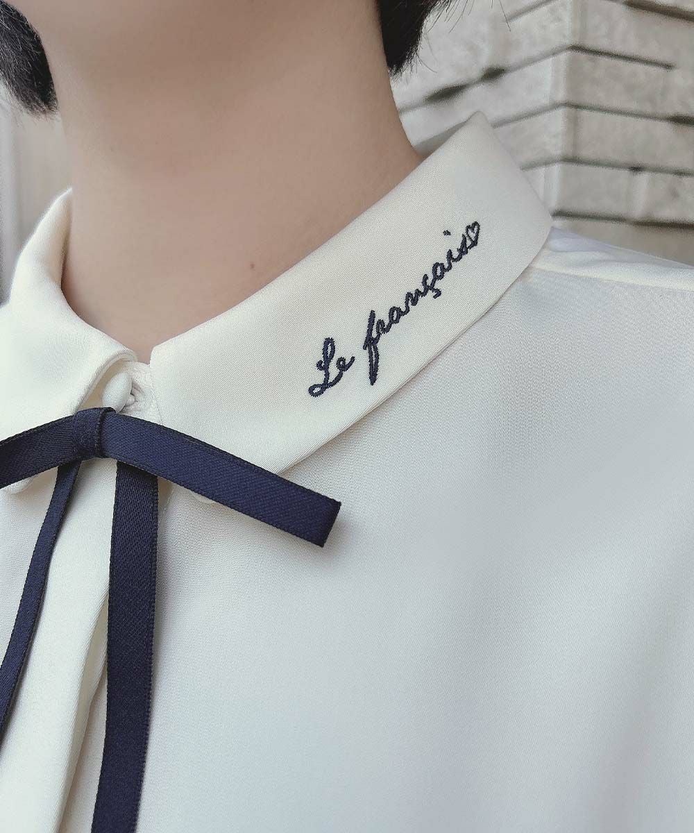 リボンタイ付きロゴ刺繍衿長袖ブラウス/F i.n.t [57AF02j001] | F