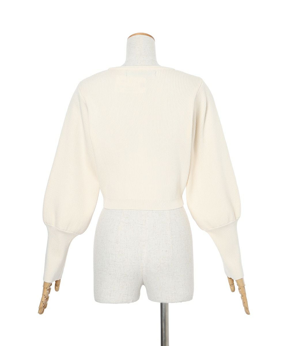 新品ローズ刺繍リブニットカーディガン　offwhite □ローズ刺繍リブニットカーディガン/an another angelus [55BJ04j001