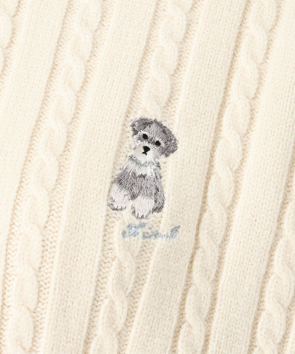 シュナウザー刺繍ケーブルニットカーディガン/F i.n.t [57AJ04j002