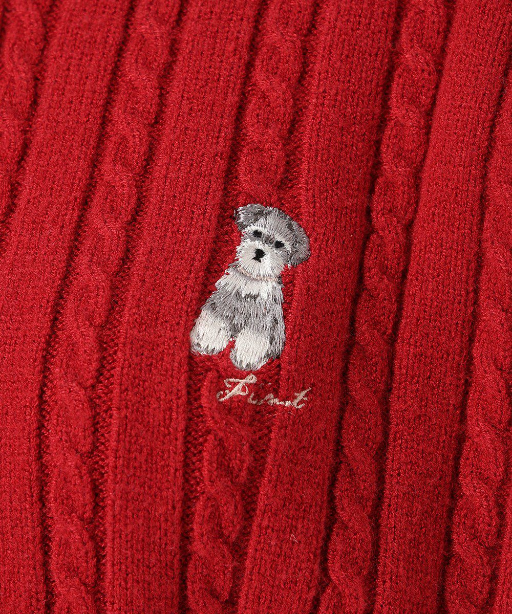 シュナウザー刺繍ケーブルニットカーディガン/F i.n.t [57AJ04j002
