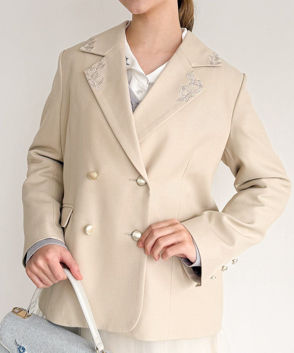 ローズ刺繍衿ダブル釦ジャケット/an another angelus [57BD01j002] | F