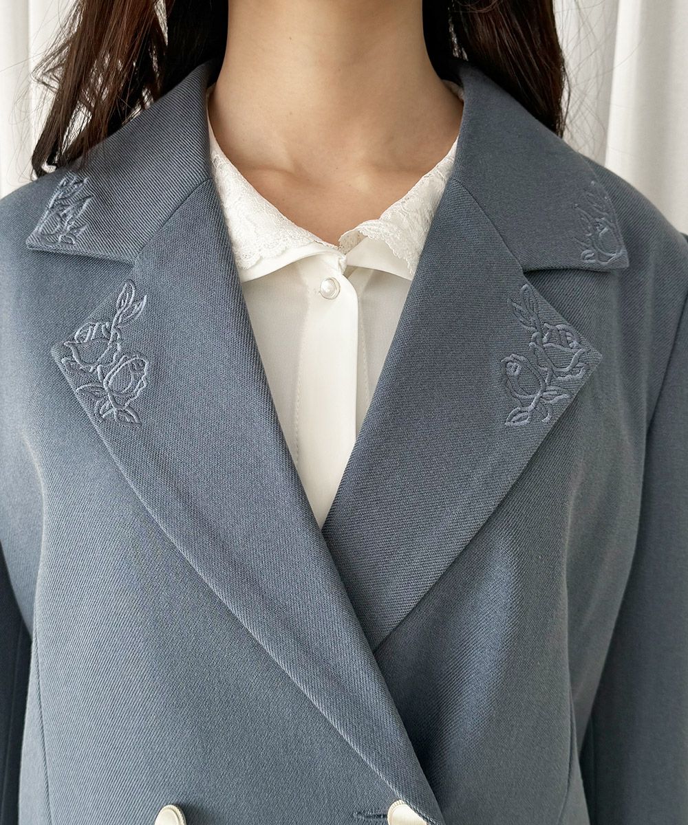 ローズ刺繍衿ダブル釦ジャケット/an another angelus [57BD01j002] | F