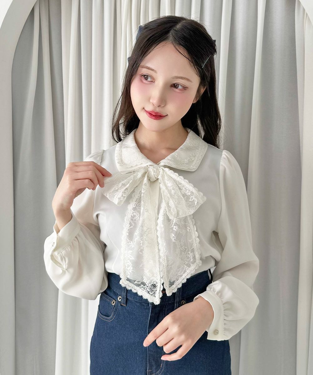 レースリボンタイ付きブラウス/an another angelus [57BF02j008] | F