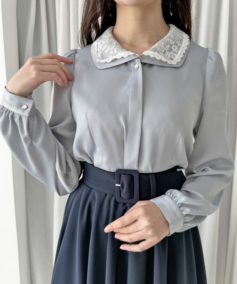 blue gray / 157cm / リボンタイを外した状態