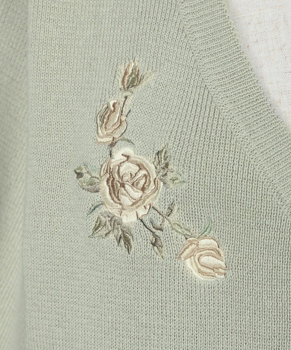 ローズ刺繍ペプラムニットカーディガン/an another angelus