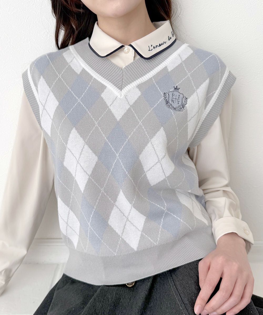 エンブレム刺繍アーガイルニットベスト/F i.n.t [57AJ02f003] | F