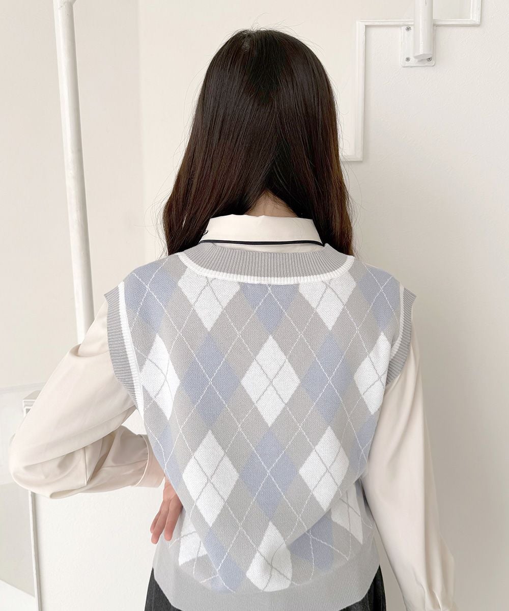 エンブレム刺繍アーガイルニットベスト/F i.n.t [57AJ02f003] | F