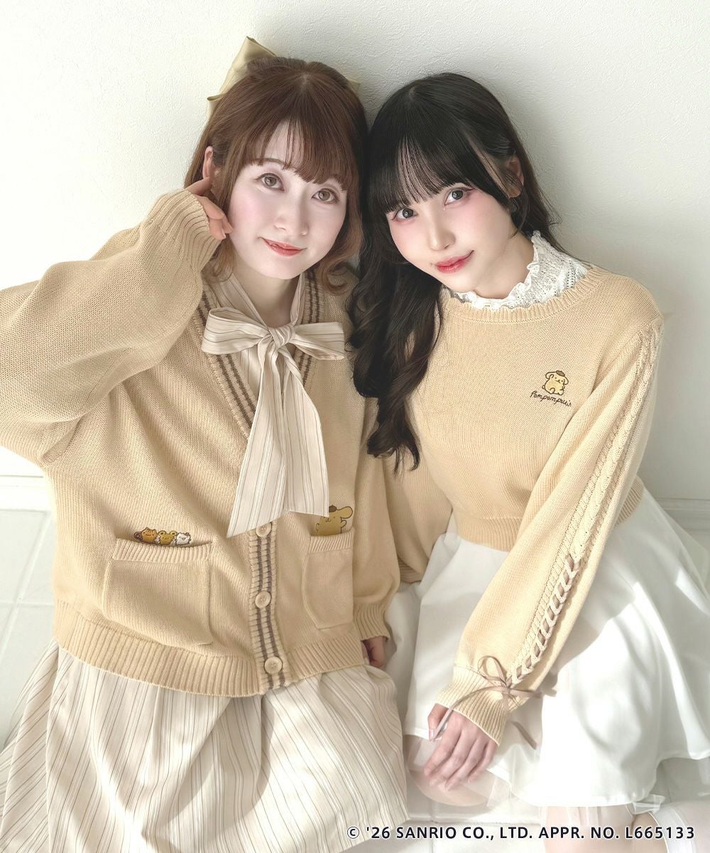 袖レースアップニットプルオーバー/ポムポムプリン/F i.n.t