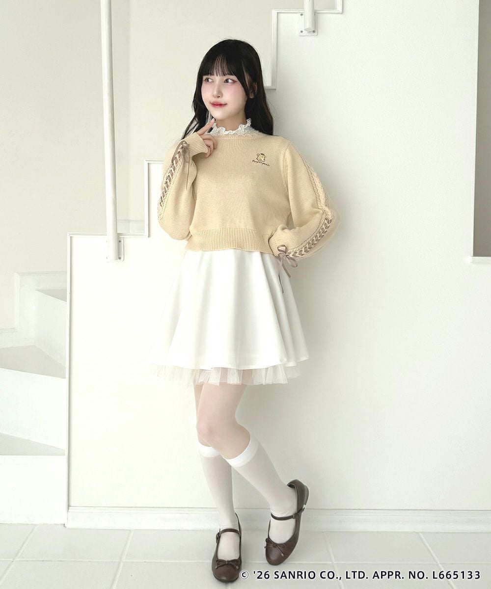 袖レースアップニットプルオーバー/ポムポムプリン/F i.n.t