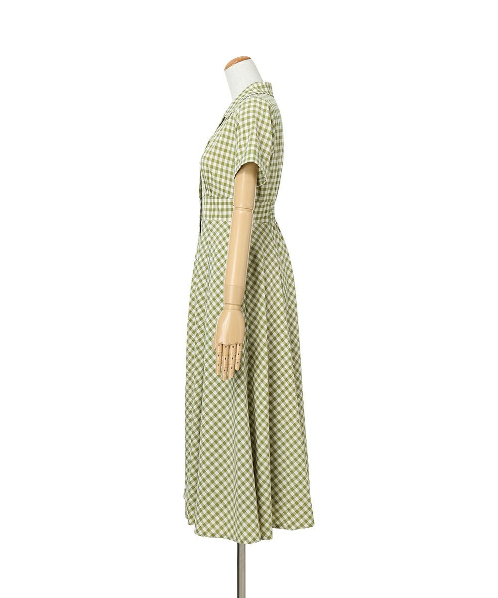 レトロギンガム開衿ワンピース アンアナザーアンジェラス フィント 再入荷】レトロギンガム開衿ワンピース/an another angelus
