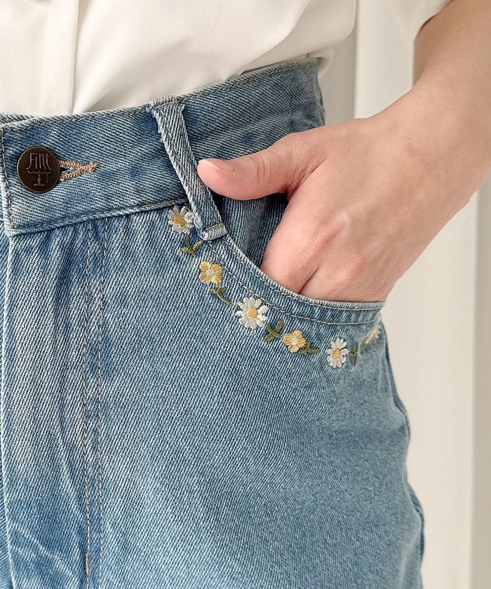 サイズ展開】ポケット小花刺繍デニムパンツ/F i.n.t [57AH06q001] | F