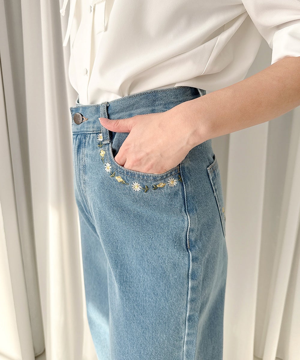 サイズ展開】ポケット小花刺繍デニムパンツ/F i.n.t [57AH06q001] | F