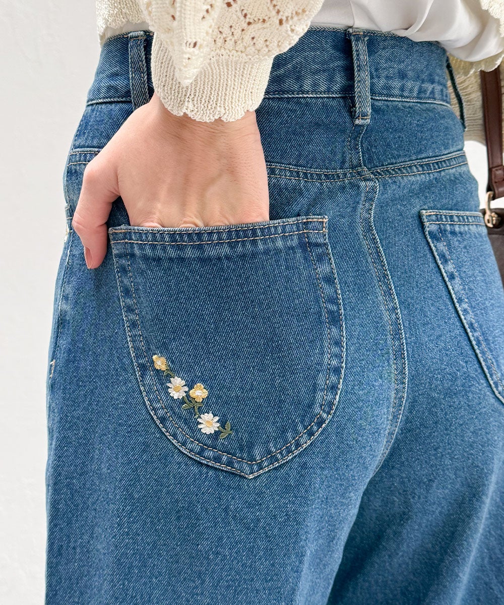 サイズ展開】ポケット小花刺繍デニムパンツ/F i.n.t [57AH06q001] | F