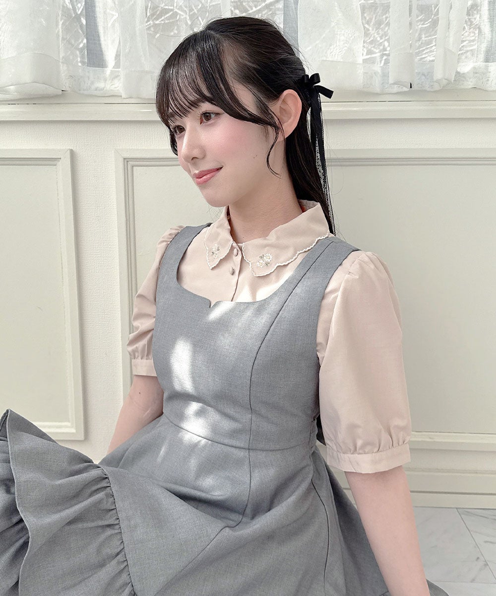 再入荷】ボリュームフリルヘムミニジャンパースカート/F i.n.t