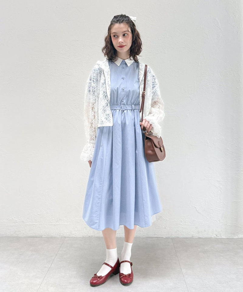 light blue×white / 170cm / カーディガン着用