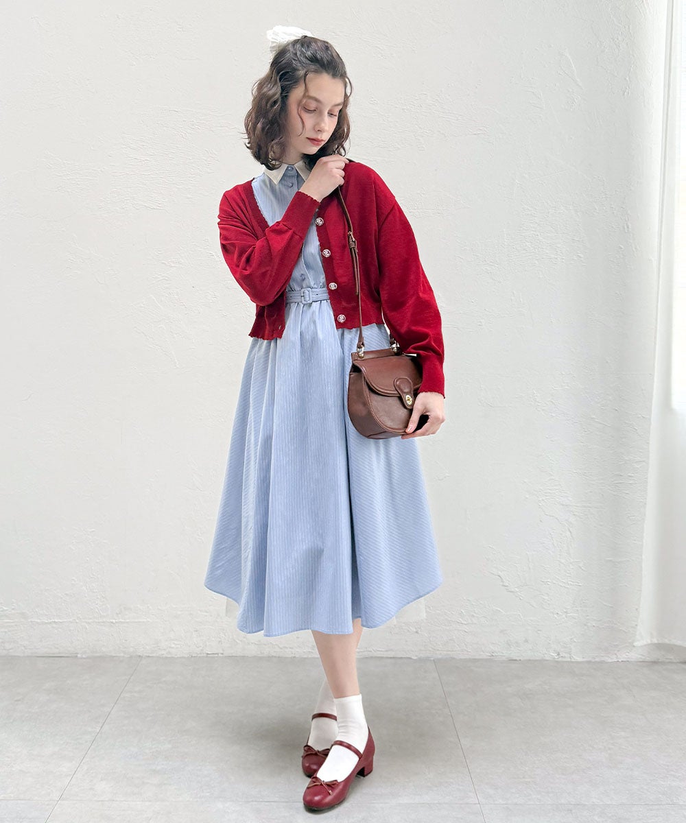 light blue×white / 170cm / カーディガン着用