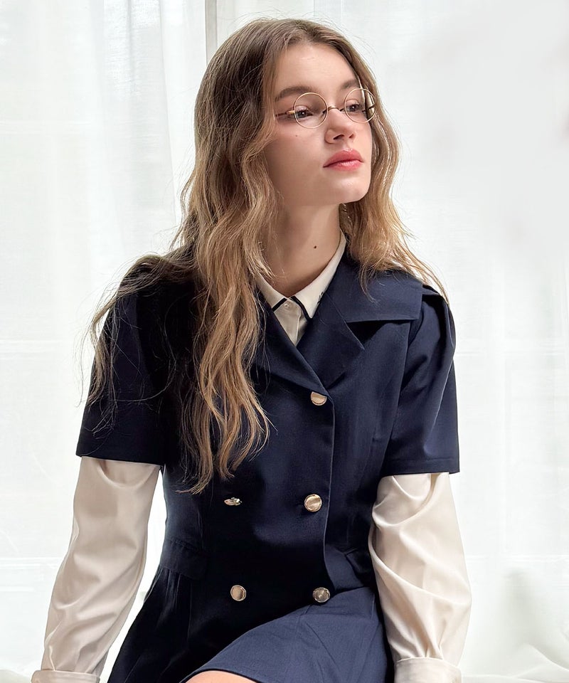 navy / 172cm / ブラウスとのレイヤード