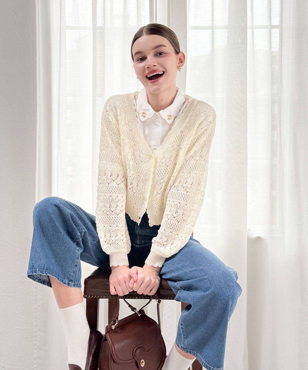 off white×yellow / 172cm / カーディガン着用