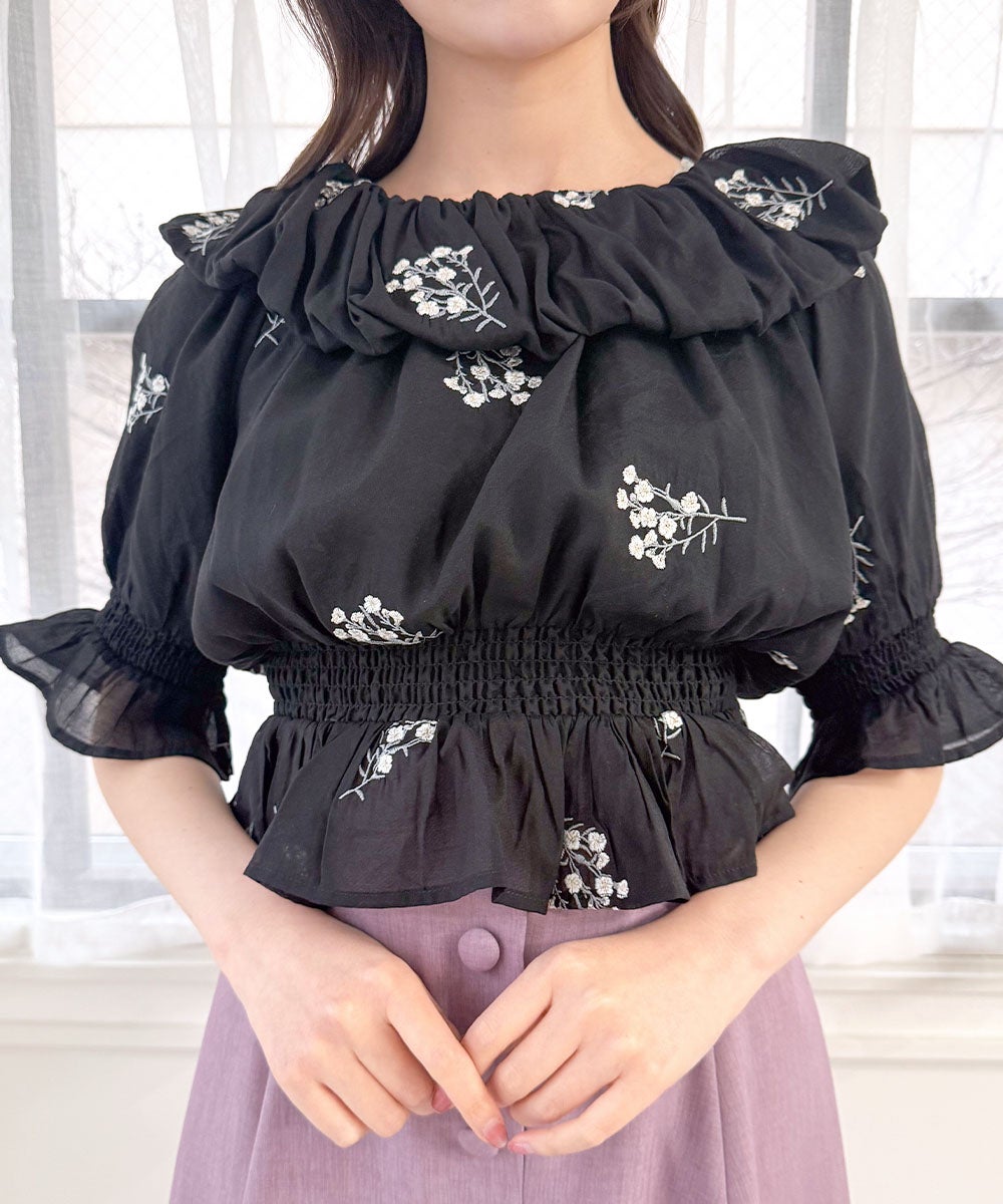 アリッサム刺繍オフショルブラウス/an another angelus [57BF02h010