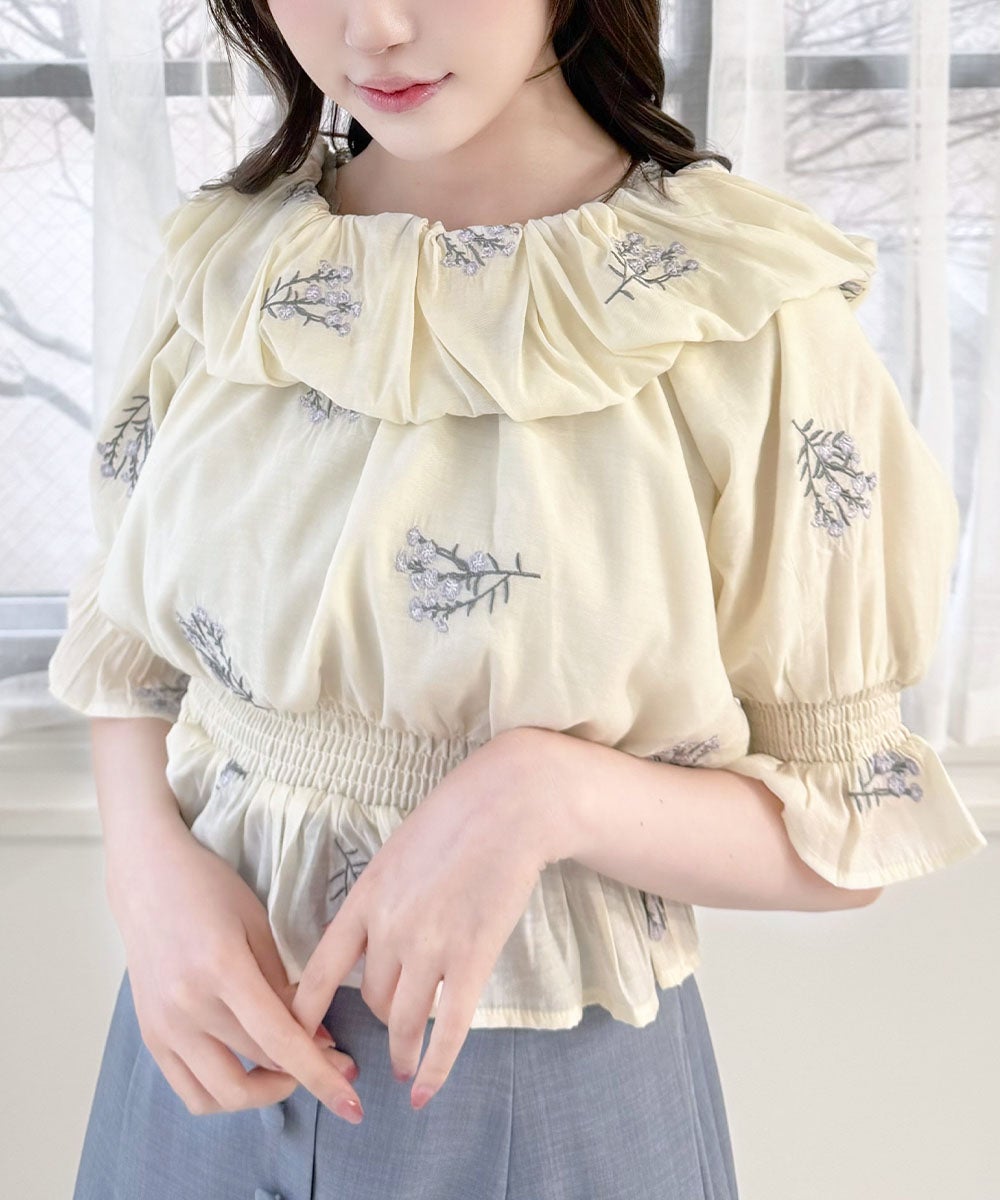 アリッサム刺繍オフショルブラウス/an another angelus [57BF02h010