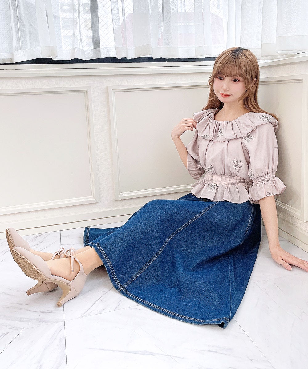 アリッサム刺繍オフショルブラウス/an another angelus [57BF02h010