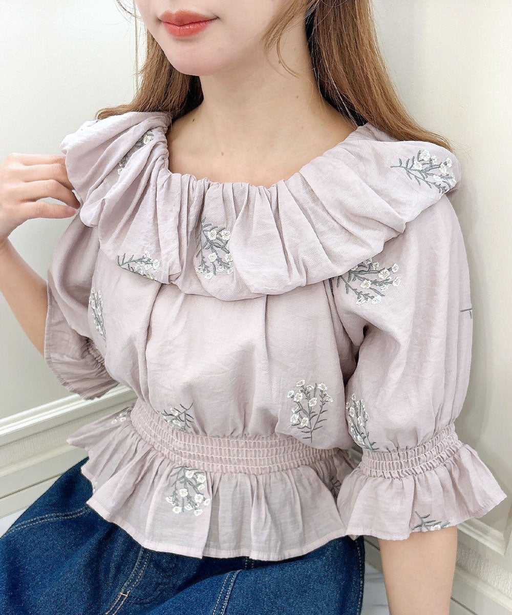 アリッサム刺繍オフショルブラウス/an another angelus [57BF02h010