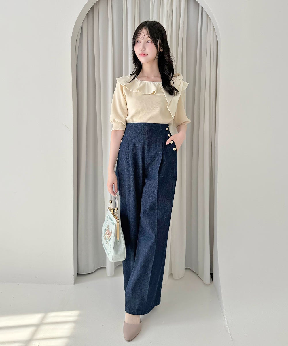サイズ展開】ダブル釦マリンデニムパンツ/an another angelus