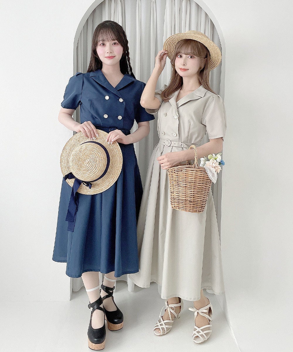 左：navy / 158cm,右：mint gray / 152cm