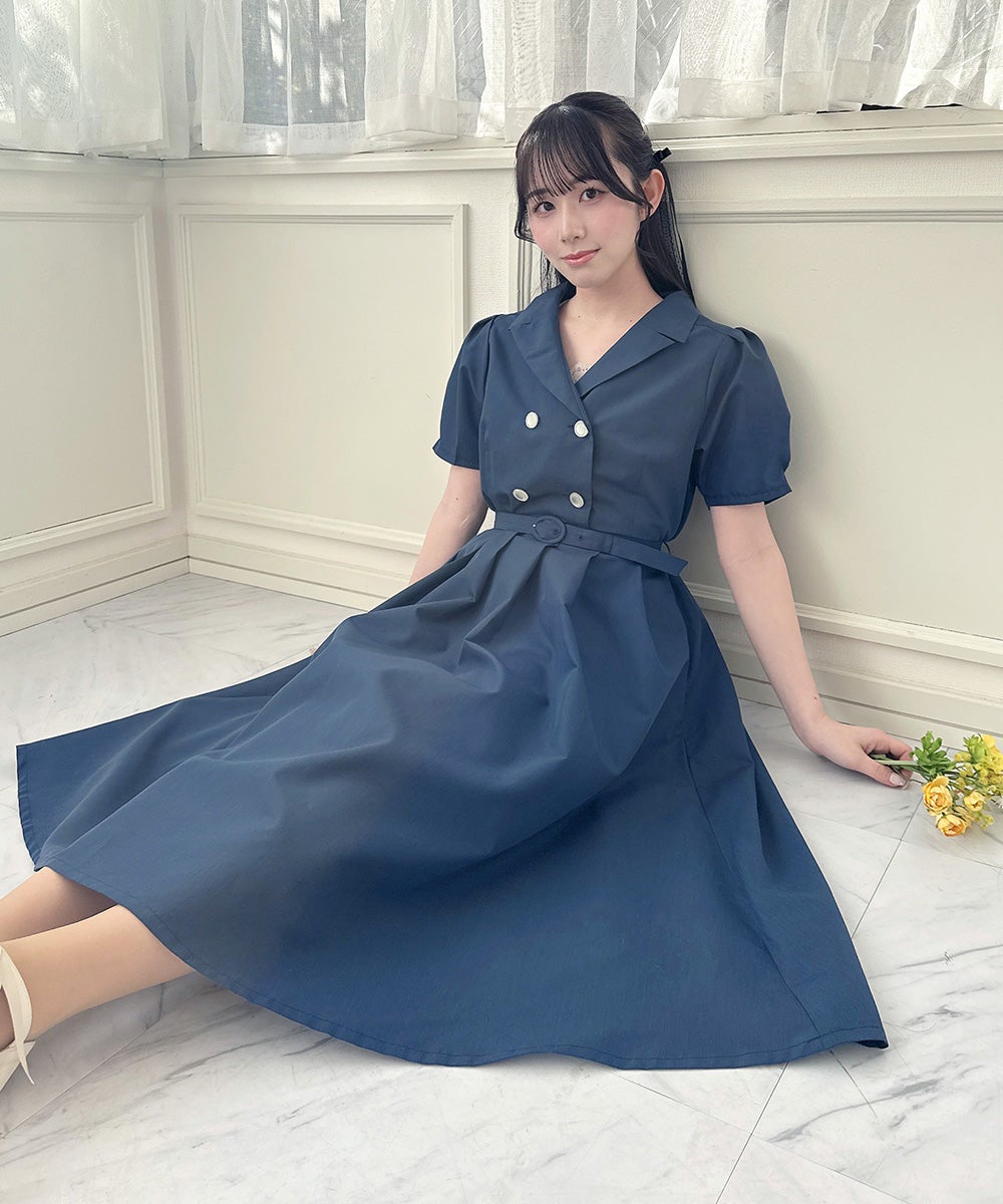 ann吉 センソユニコ シャツワンピース アシンメントリー総柄 2way襟 ダブル釦開衿シャツワンピース/an another angelus [57BE02g010] | F