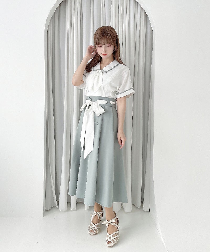 mint gray / 152cm / 前で結んだ状態