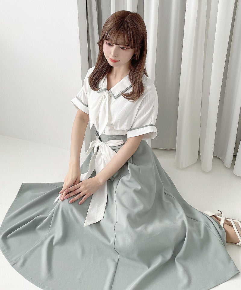mint gray / 152cm / 前で結んだ状態