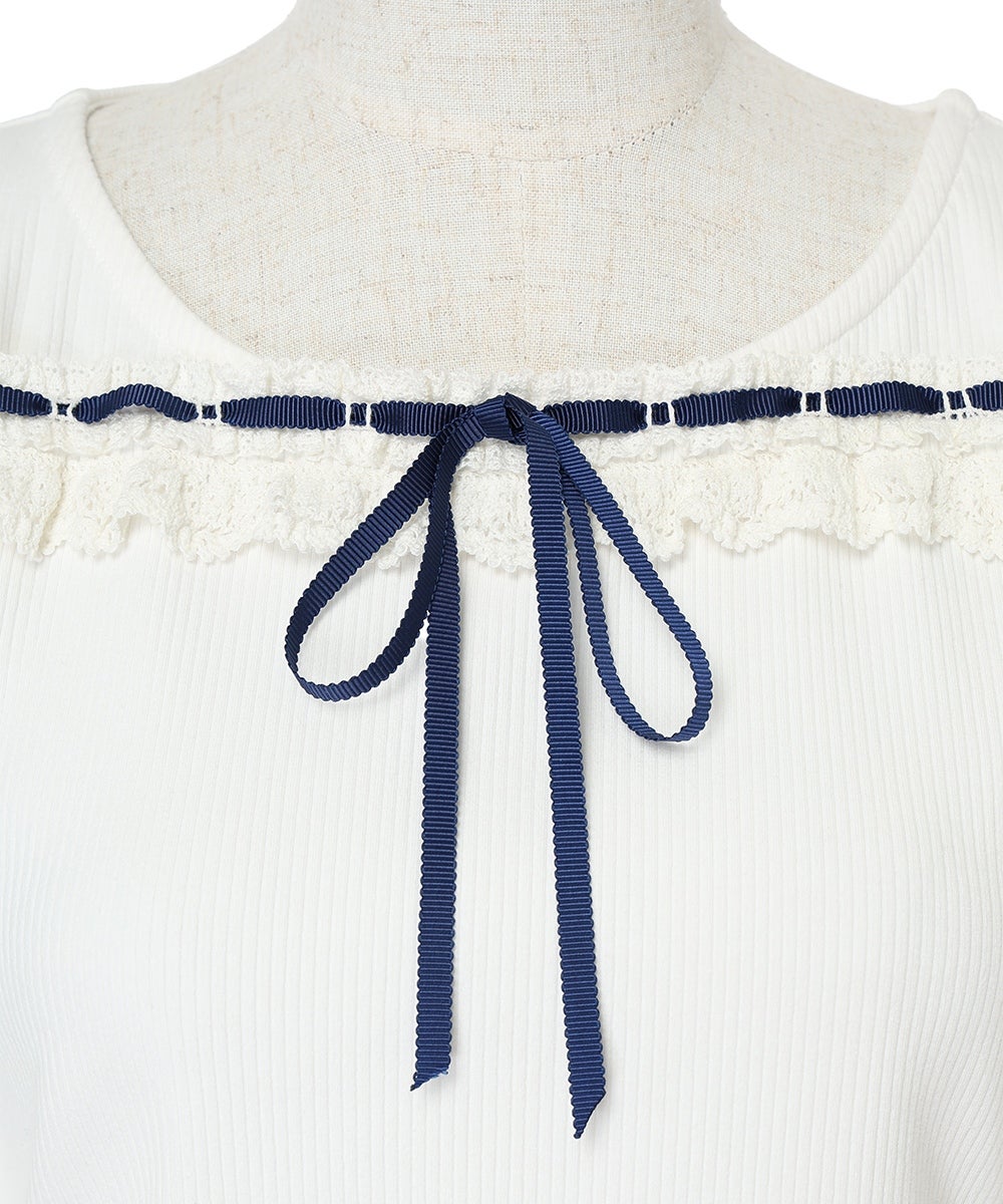 リボン (off white×navy)