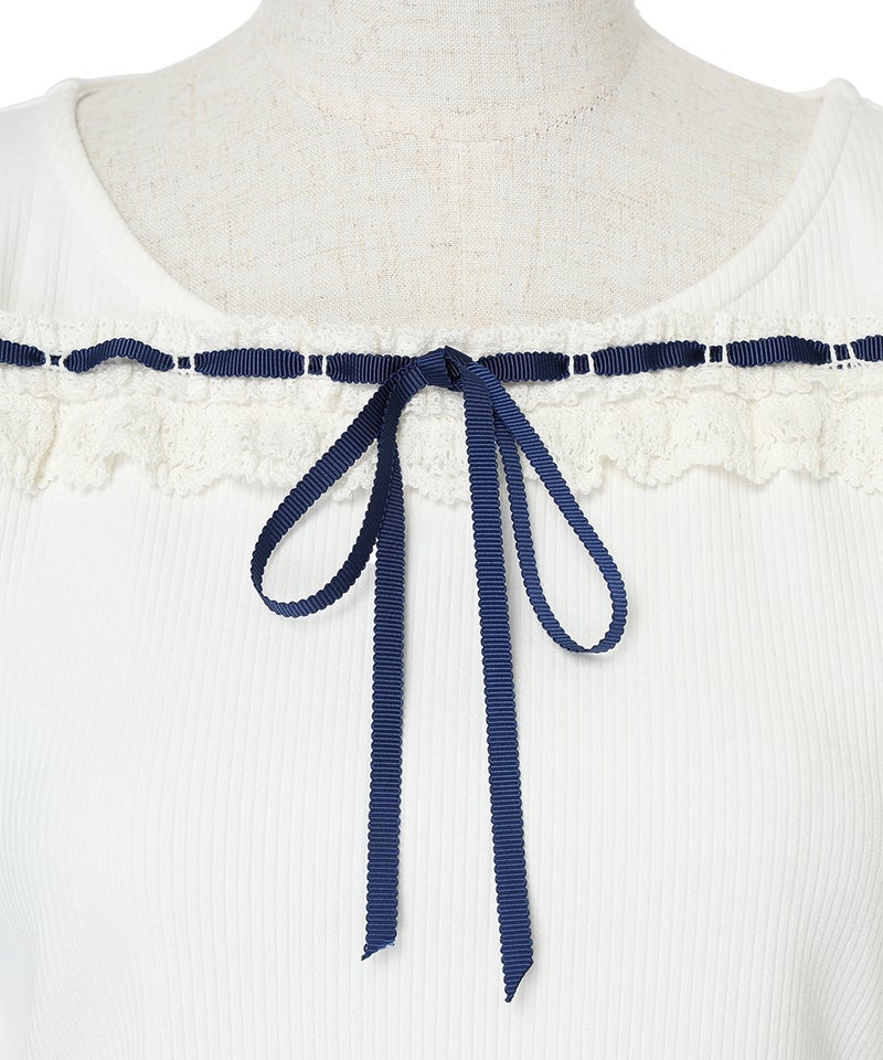 リボン (off white×navy)