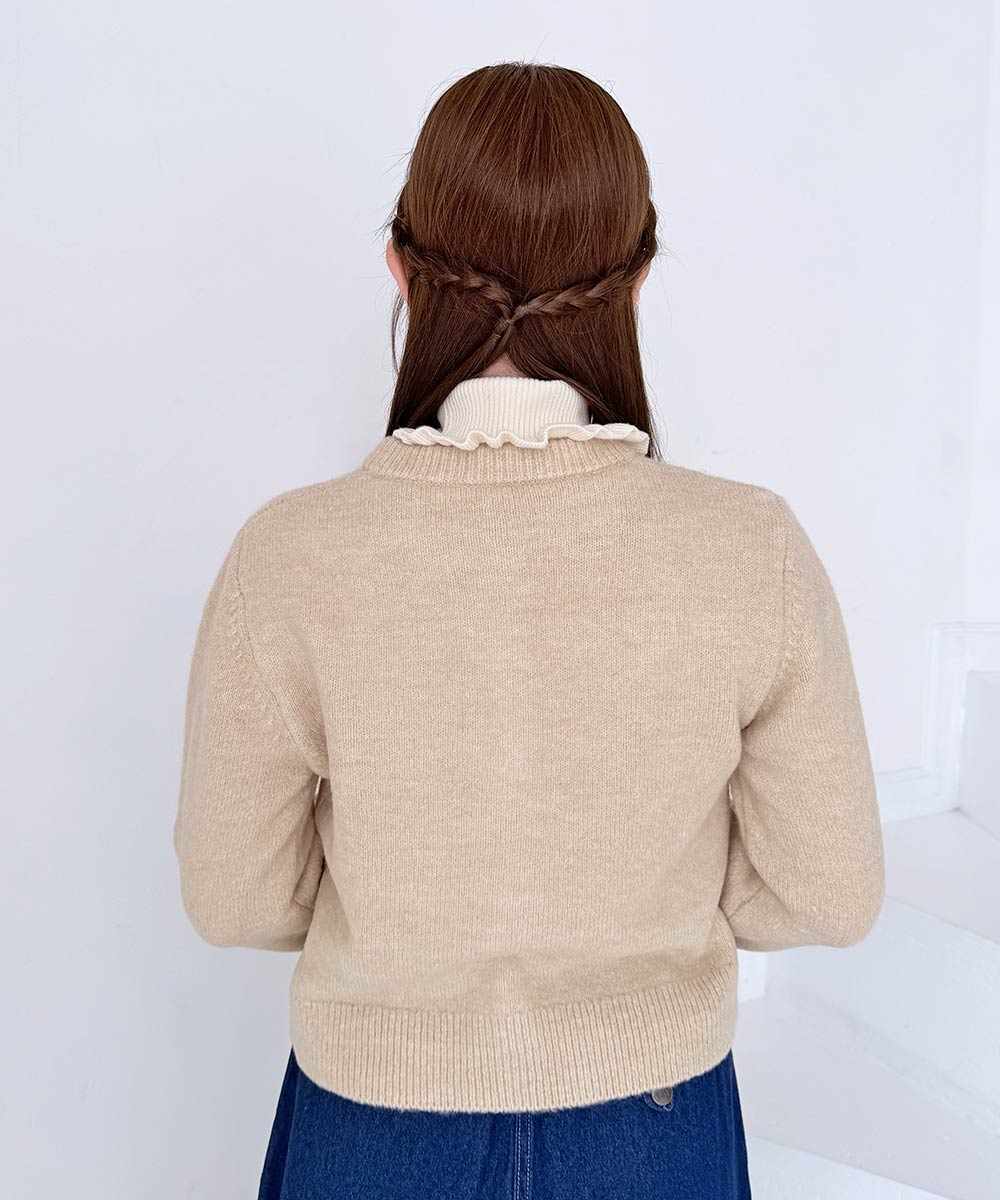 ご予約】ローズモチーフビーズ刺繍ニットカーディガン/an3 Limited