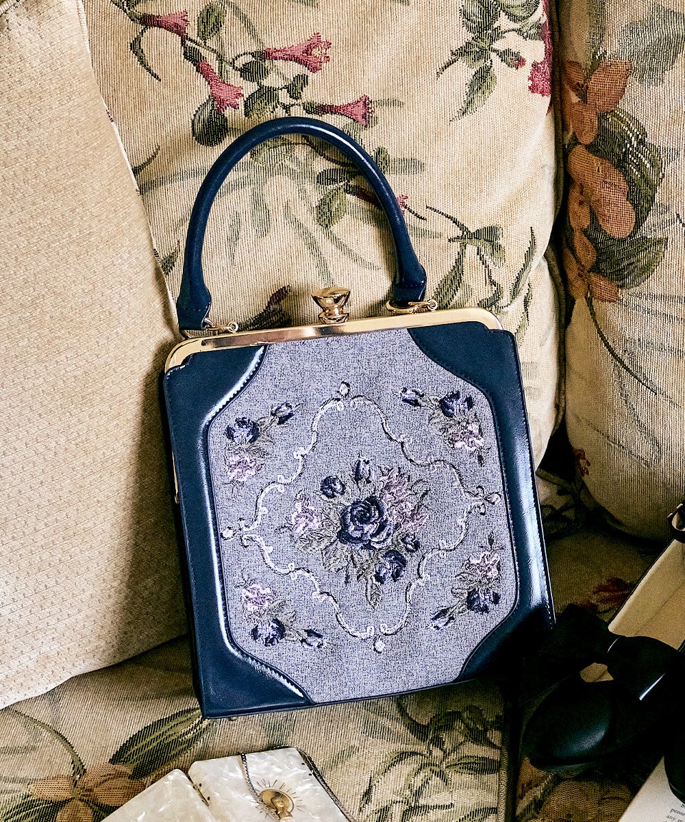 ご予約】ダイヤレリーフ刺繍がま口バッグ/an another angelus
