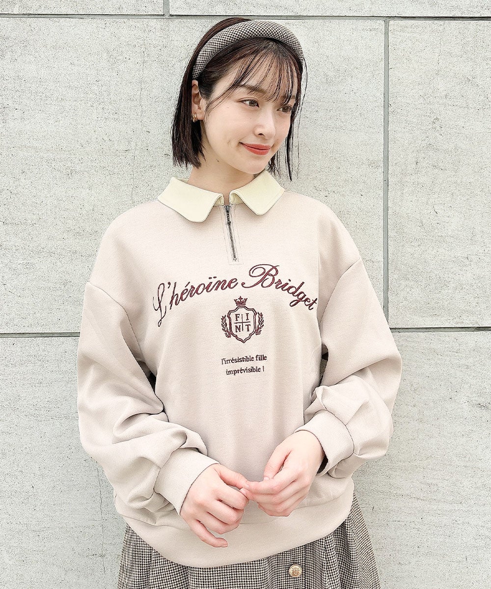 ご予約】エンブレムロゴ刺繍ハーフZIPスウェット/F i.n.t [59AI03j001