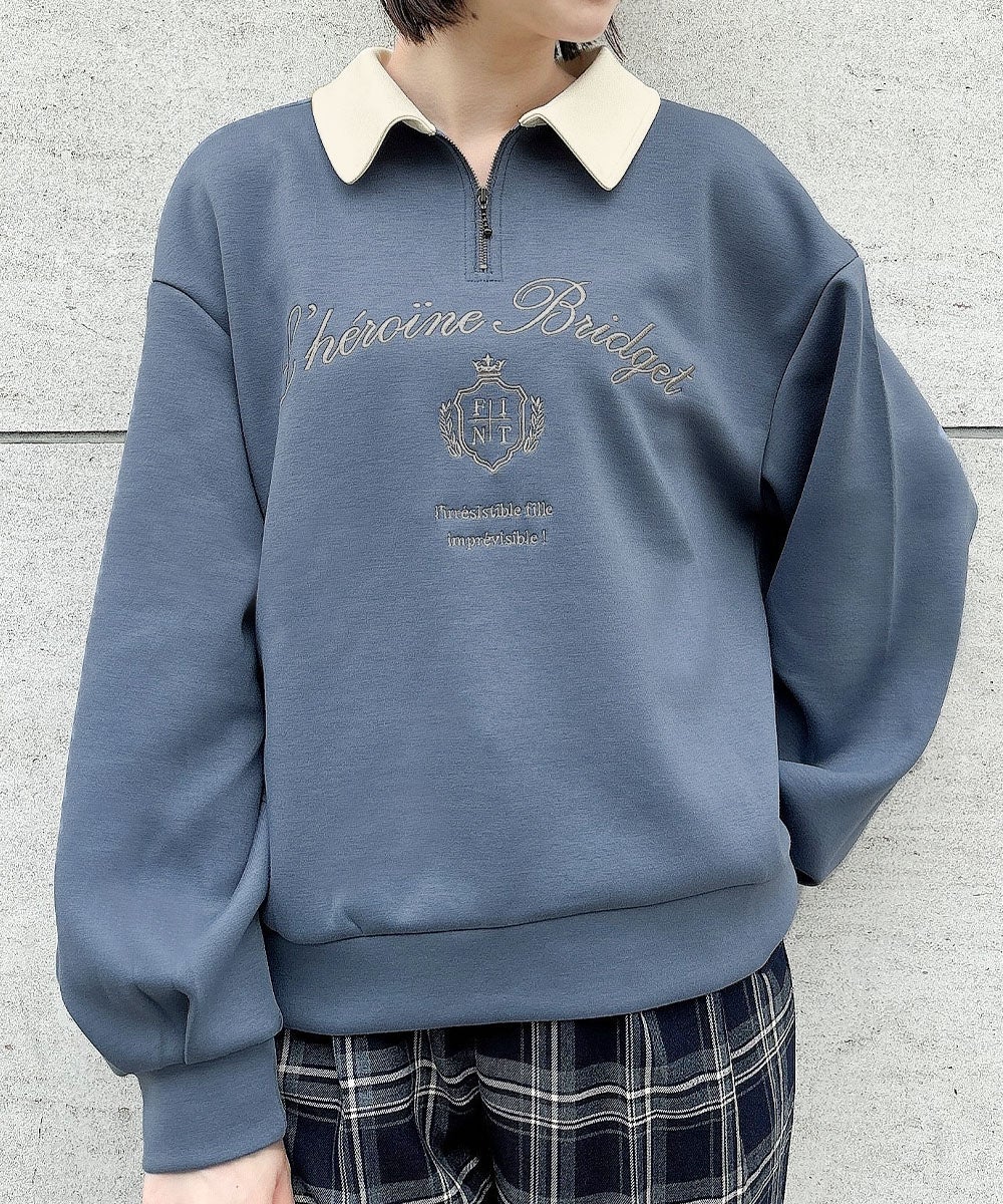 ご予約】エンブレムロゴ刺繍ハーフZIPスウェット/F i.n.t [59AI03j001
