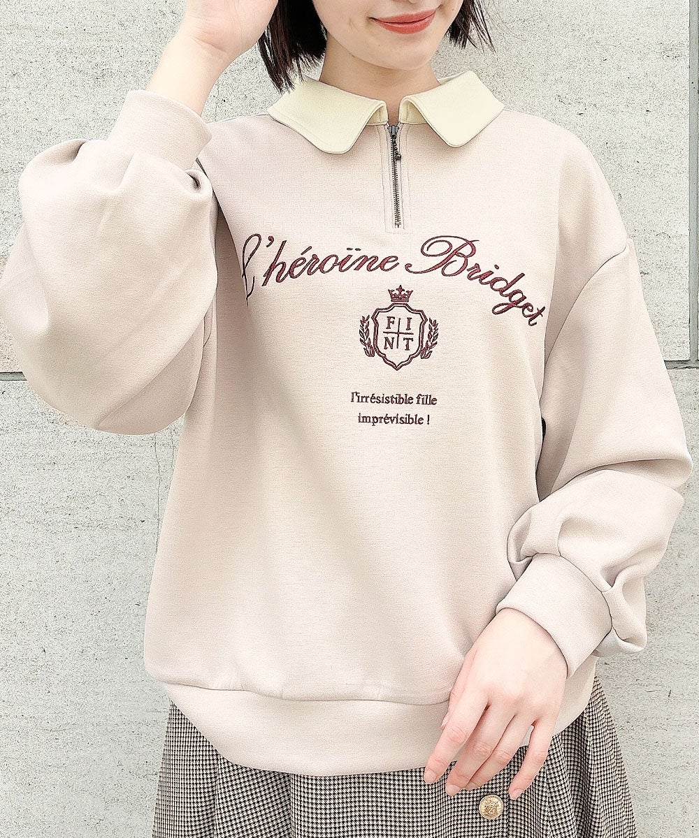 ご予約】エンブレムロゴ刺繍ハーフZIPスウェット/F i.n.t [59AI03j001